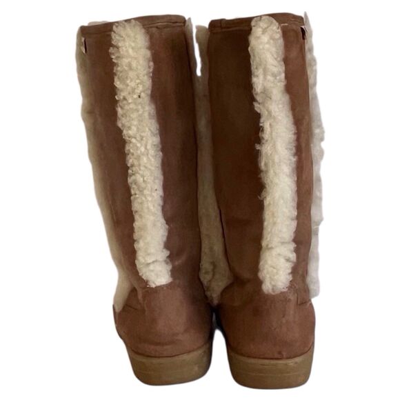 BearPaw Kendall Hickory Suede Tall Boots Sherpa Sheepskin Lining Size 10 Pull On - Picture 4 of 12